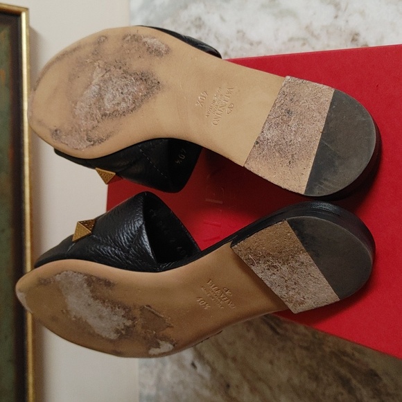 VALENTINO Black Slides Size 40.5 - Picture 6 of 12